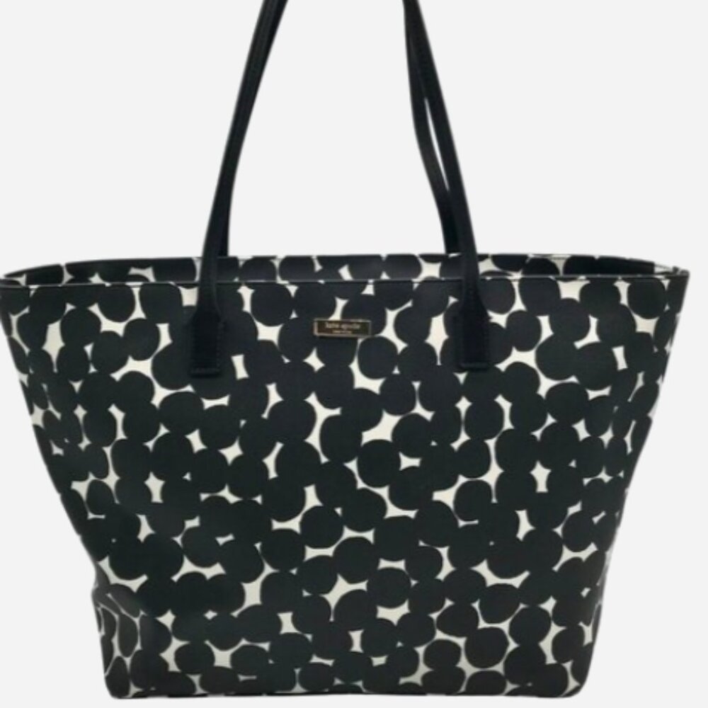 Kate Spade Shore Street Margareta Black & White Splodge Dot Leather Tote